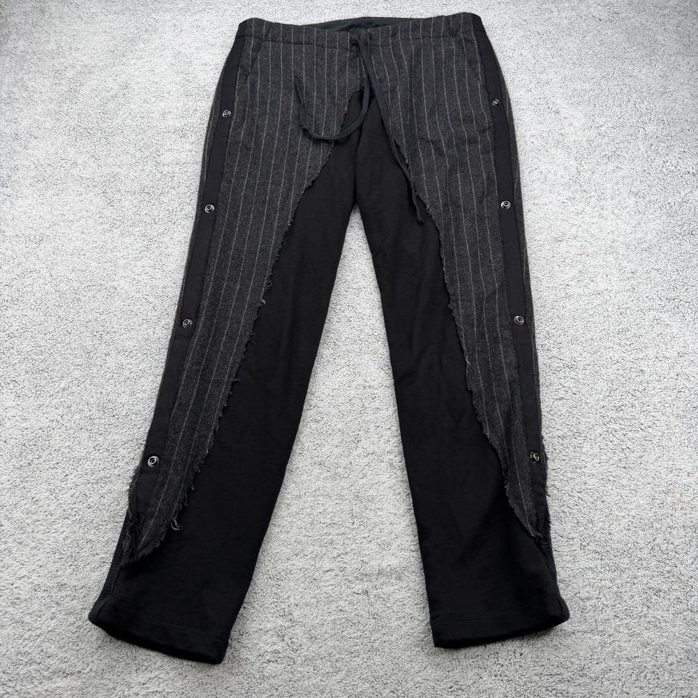 Greg Lauren Pants Mens 33x30 Charcoal Chalk Stripe Lounge Wool Blend Button Fly